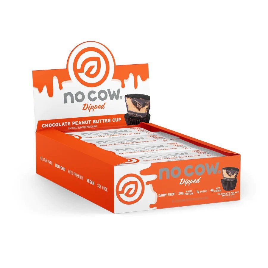 No Cow Dipped Chocolate Peanut Butter, Baton Proteic Vegan Cu Aroma De Ciocolata Si