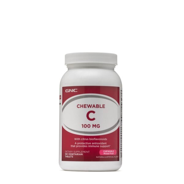 Gnc Chewable C 100 Mg, Vitamina C Masticabila Pentru Copii, Cu Bioflavonoide, Acerola