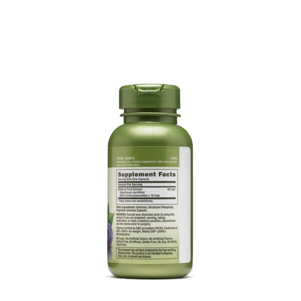 Gnc Herbal Plus Bilberry Extract 60 Mg, Extract Standardizat Din Afine, 100 Cps - imagine 2