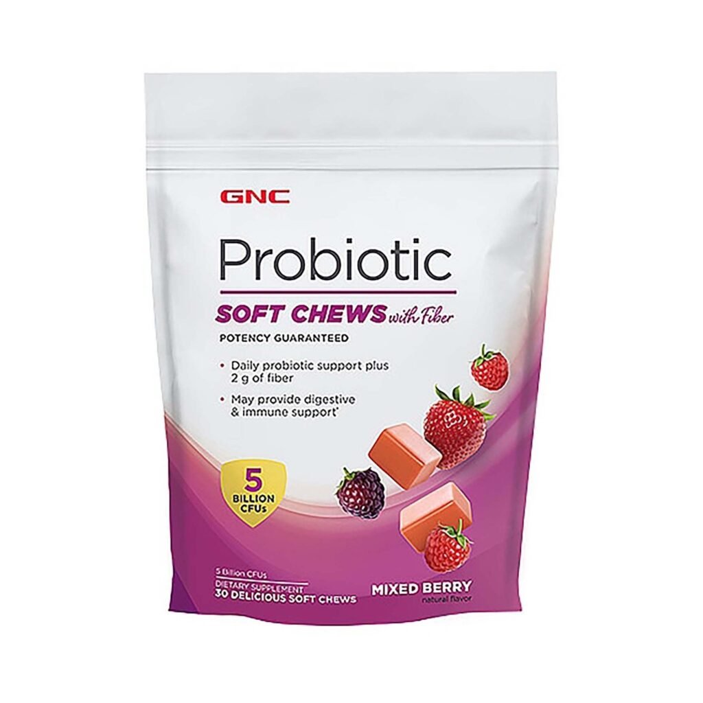 Gnc Probiotic Soft Chews With Fiber, Probiotice Caramele Cu Fibre, Cu Aroma