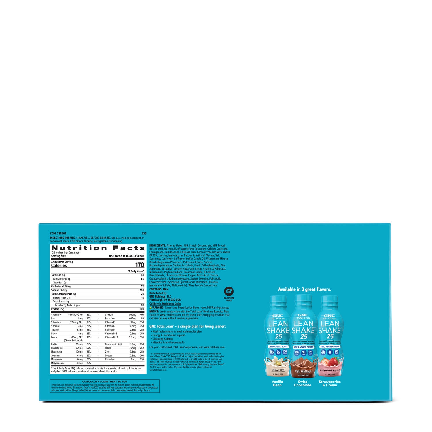 Gnc Total Lean Lean Shake 25 Shake Proteic Rtd Cu Aroma De Ciocolata Elvetiana, 414 Ml - imagine 5