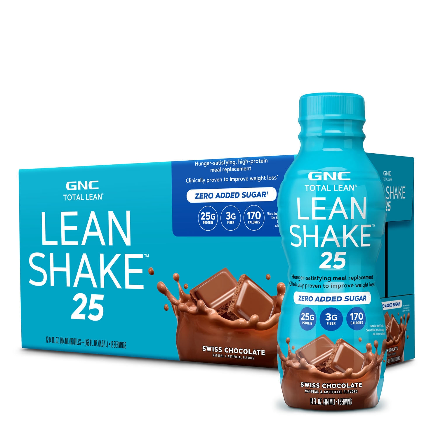 Gnc Total Lean Lean Shake 25 Shake Proteic Rtd Cu Aroma De Ciocolata Elvetiana, 414 Ml - imagine 3