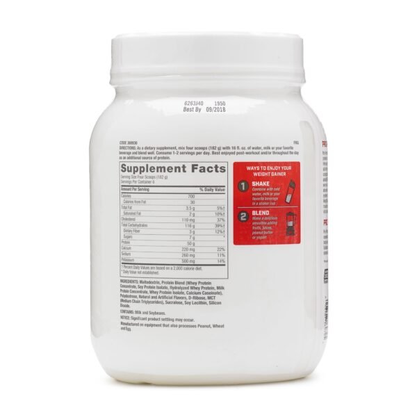 Gnc Pro Performance Weight Gainer, Formula Proteica Pentru Crestere In Greutate, Cu Aroma De Vanilie, 1134 G - imagine 2