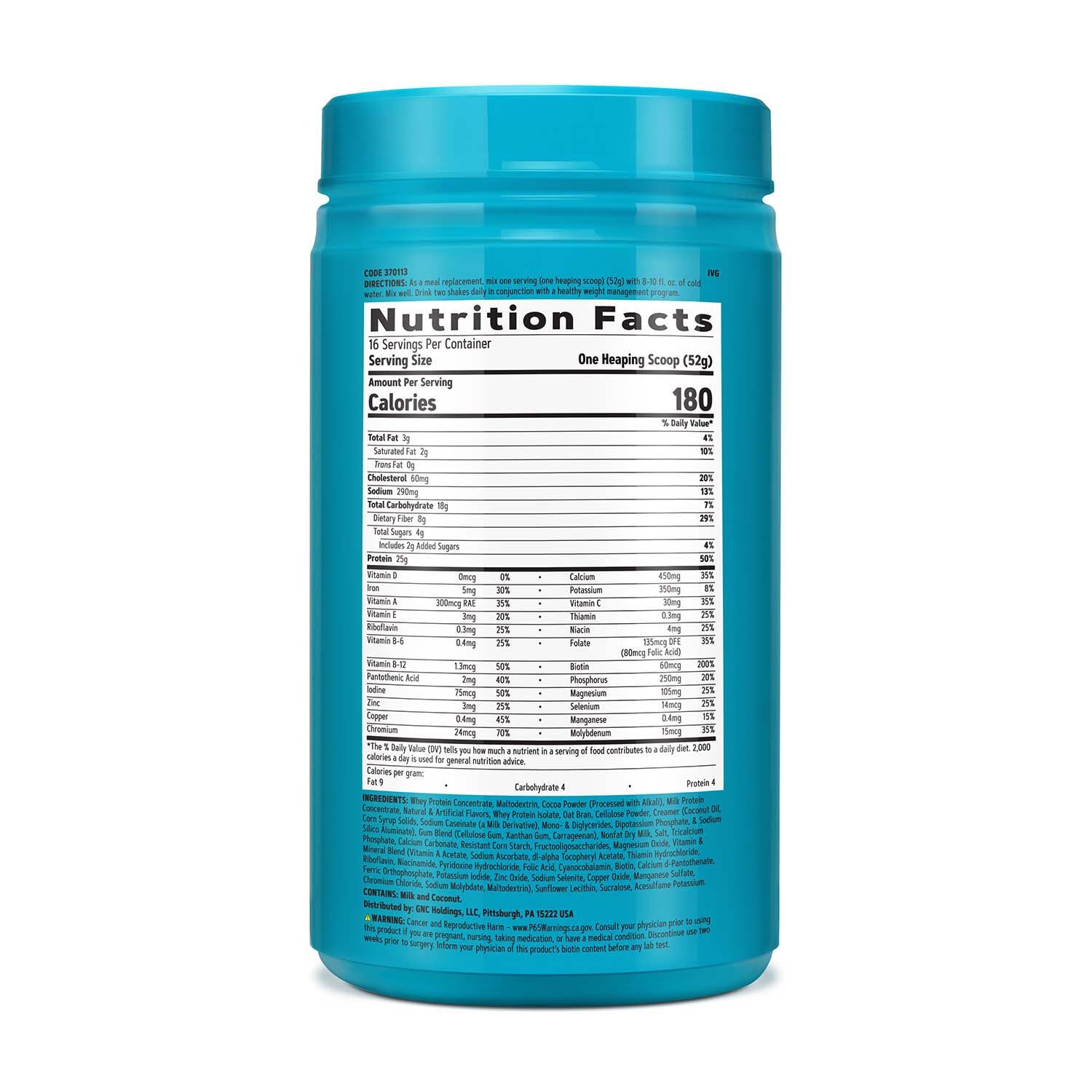 Gnc Total Lean Lean Shake 25, Shake Proteic, Cu Aroma De Ciocolata, 832 G - imagine 2