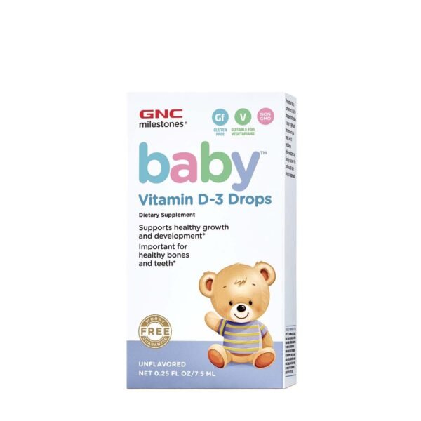 Gnc Milestones Baby Vitamin D-3 Drops, Vitamina D-3 Picaturi Pentru Bebelusi Naturala 100%