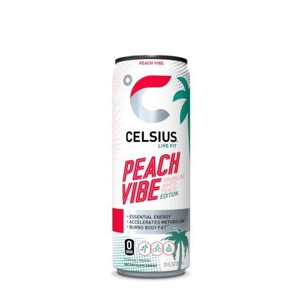 Celsius Energy Drink Peach Vibe, Bautura Energizanta Carbogazoasa Cu Aroma De