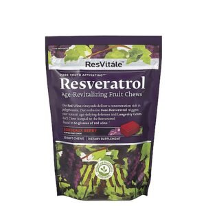 Resvitále Resveratrol Age-revitalizing Fruit Chews, Resveratrol Caramele, Cu Aroma