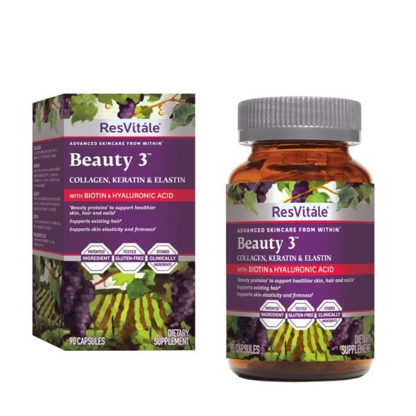 Resvitále Beauty 3, Formula Pentru Par, Piele Si Unghii Cu Colagen, Keratina Si Elastina, 90 Cps - imagine 2