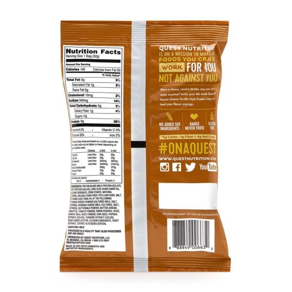 Quest Tortilla Style Protein Chips, Chipsuri Tortilla, Cu Aroma De Branza Nacho, 32 G - imagine 6