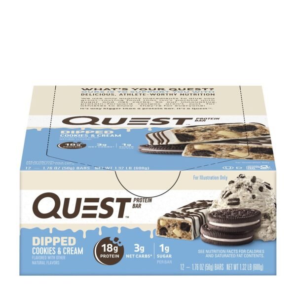 Quest Dipped Protein Bar, Baton Proteic Cu Aroma De Biscuiti Cu Crema, 50 G - imagine 4