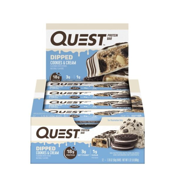 Quest Dipped Protein Bar, Baton Proteic Cu Aroma De Biscuiti Cu Crema, 50 G - imagine 3