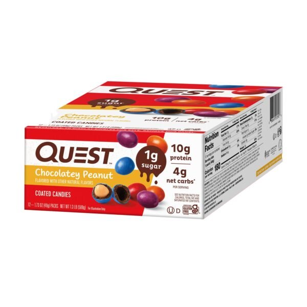 Quest Chocolatey Peanut Coated Candies, Bomboane Proteice Cu Aroma De Ciocolata Si Alune, 49 G - imagine 4