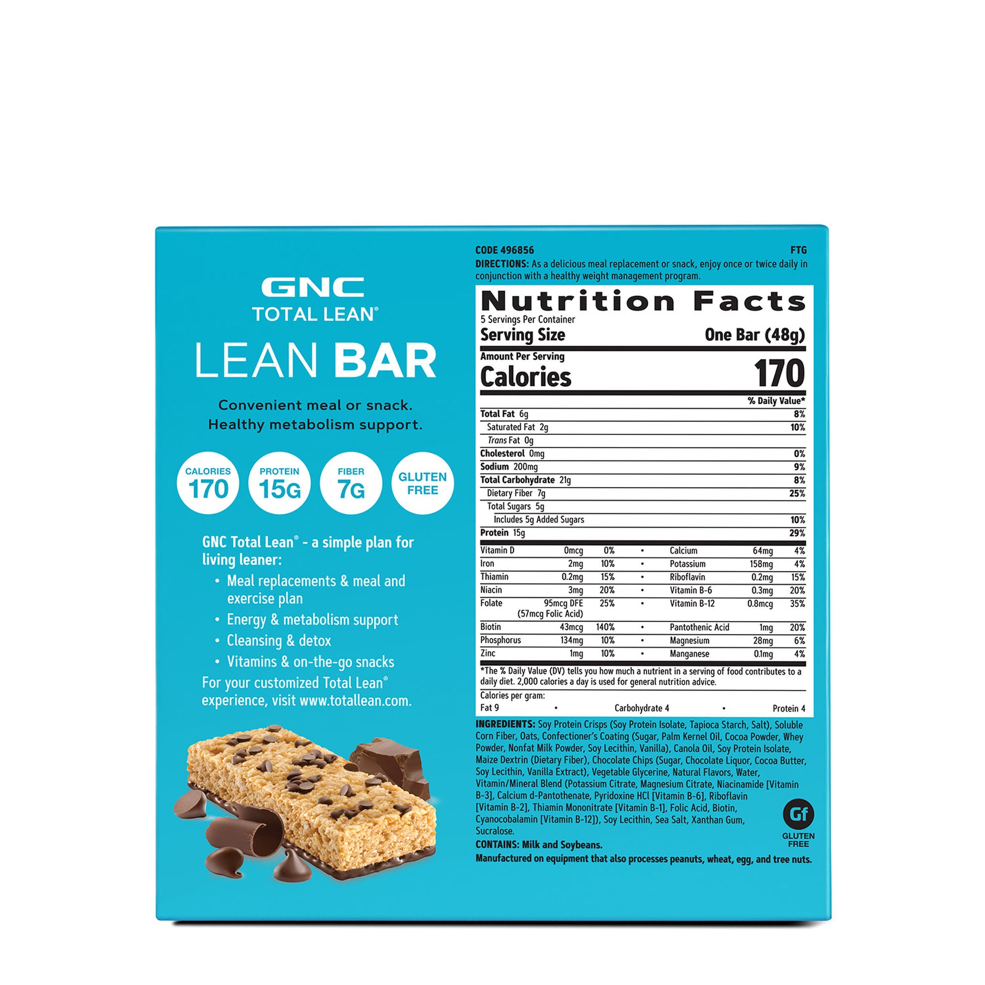 Gnc Total Lean Lean Bar, Baton Proteic, Cu Aroma De Fulgi De Ciocolata, 48 G - imagine 3