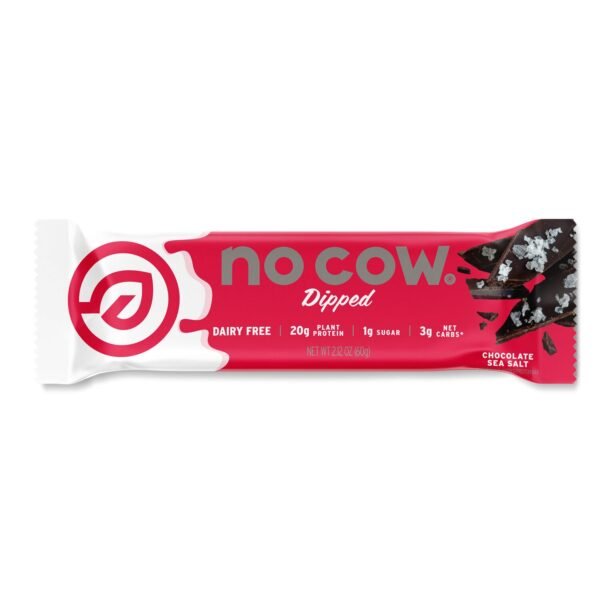 No Cow Dipped Chocolate Salted Caramel, Baton Proteic Vegan Cu Aroma De Ciocolata Si Sare De Mare, 60 G - imagine 2