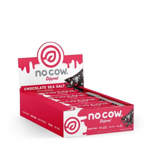 No Cow Dipped Chocolate Salted Caramel, Baton Proteic Vegan Cu Aroma De Ciocolata Si