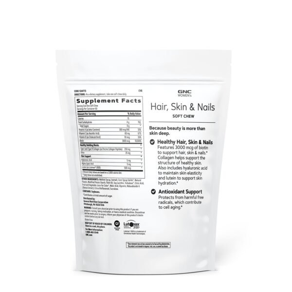 Gnc Women’s Hair, Skin & Nails Formula, Formula Pentru Par, Piele Si Unghii, Caramele Cu Aroma De Fructe De Padure, 60 Caramele - imagine 2