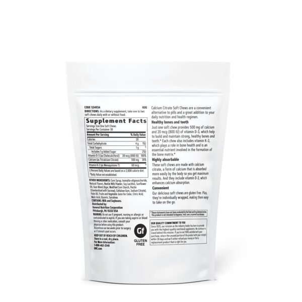 Gnc Calciu Citrat Caramele Cu Aroma Naturala De Fructe De Padure Si Frisca, 30 Caramele - imagine 2