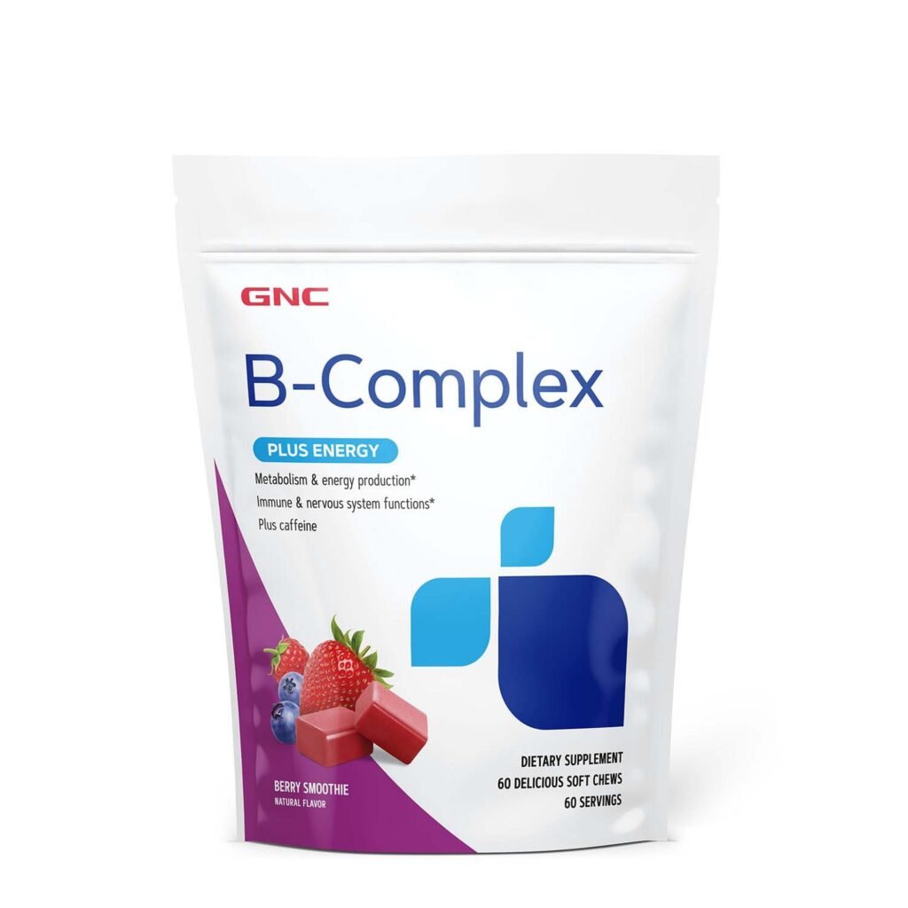 Gnc B-complex Plus Energy Caramele Gumate Cu Aroma De Smoothie De Fructe