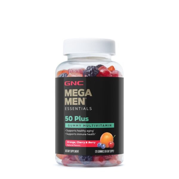 Gnc Mega Men Essentials Gummy Multivitamin 50 Plus, Jeleuri Cu Multivitamine Pentru Barbati  50+ Cu Aroma De Fructe Asortate, 120 Jeleuri - imagine 3