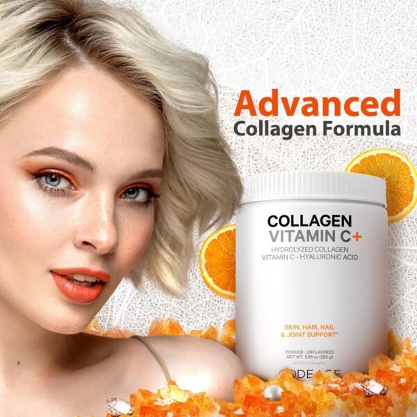Codeage Collagen Vitamin C+, Colagen Hidrolizat Cu Vitamina C Si Acid Hialuronic, 283 G - imagine 6
