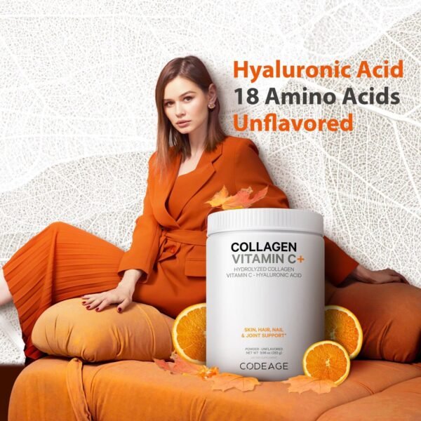 Codeage Collagen Vitamin C+, Colagen Hidrolizat Cu Vitamina C Si Acid Hialuronic, 283 G - imagine 7
