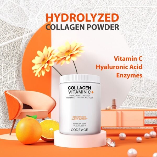 Codeage Collagen Vitamin C+, Colagen Hidrolizat Cu Vitamina C Si Acid Hialuronic, 283 G - imagine 8