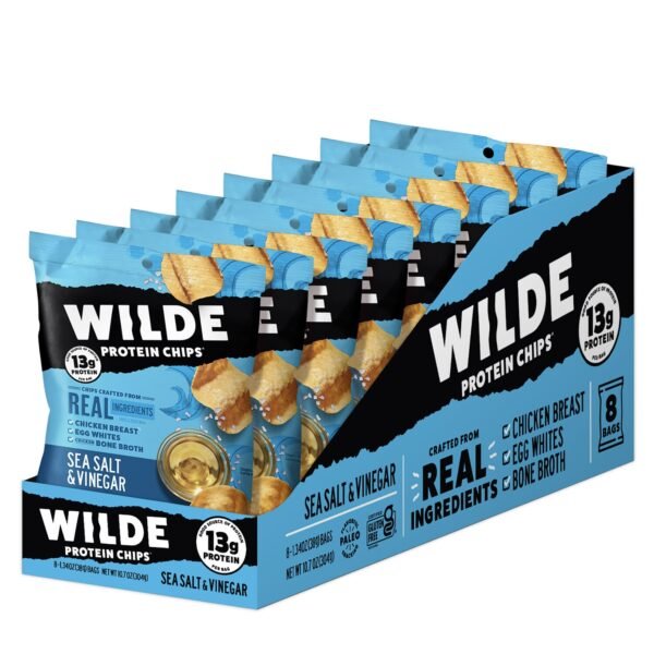 Wilde Protein Chips, Chipsuri Proteice Cu Aroma De Sare De Mare Si Otet, 38 G - imagine 3