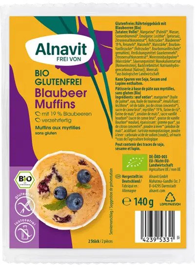 Briose cu afine fara gluten,bio, 140g, 2