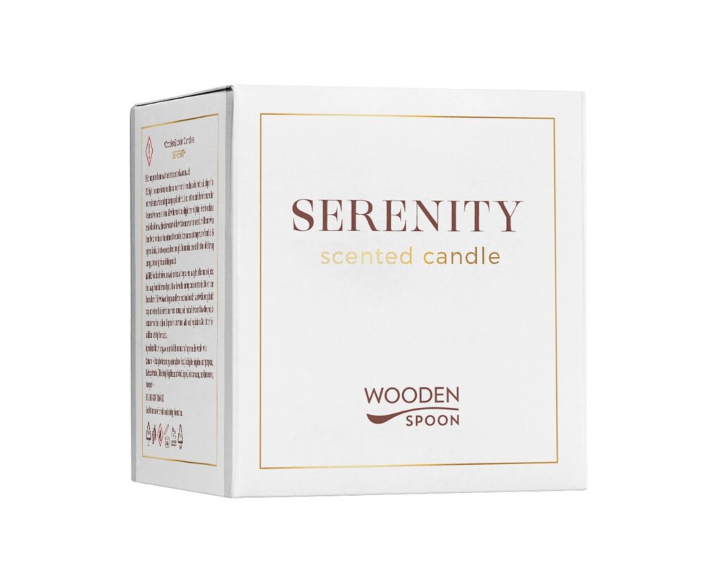 Lumanare naturala cu flori albe Serenity, 200g,