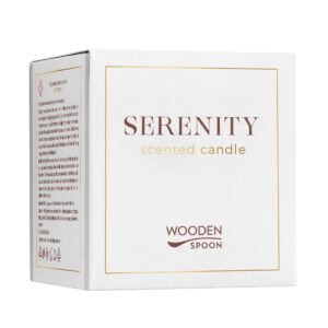 Lumanare naturala cu flori albe Serenity, 200g,