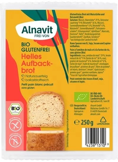 Paine alba fara gluten, precoapta, bio,