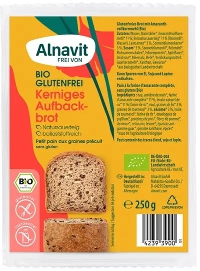 Paine cu multicereale fara gluten, precoapta, bio,