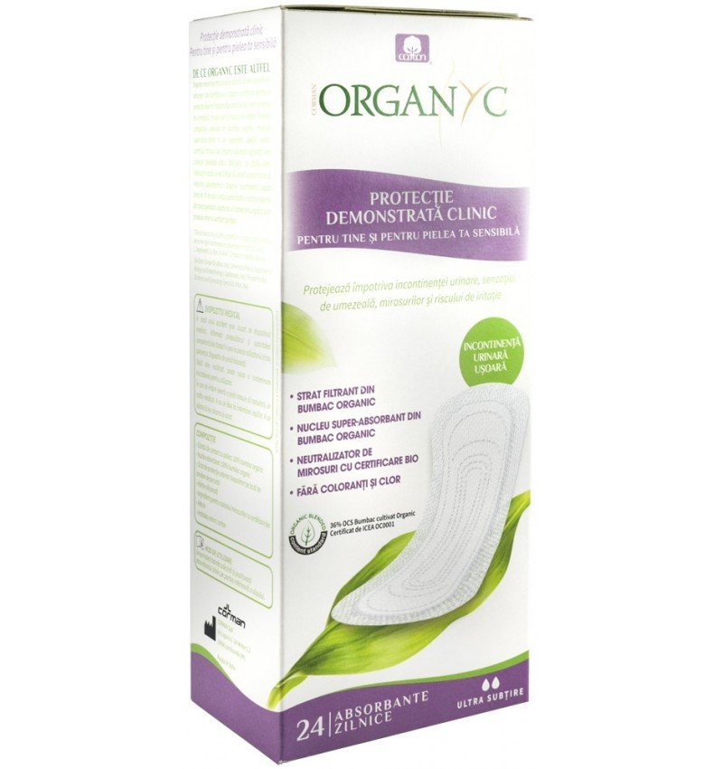 Absorbante Ultra subtiri pentru incontinenta, din bumbac organic,