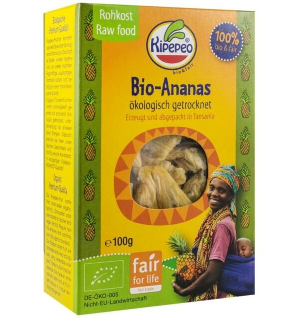 Ananas bio si fairtrade, bucati uscate,