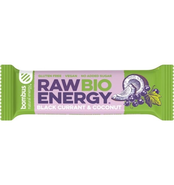 Baton energizant bio, Raw Energy, cu coacaze negre si nuca