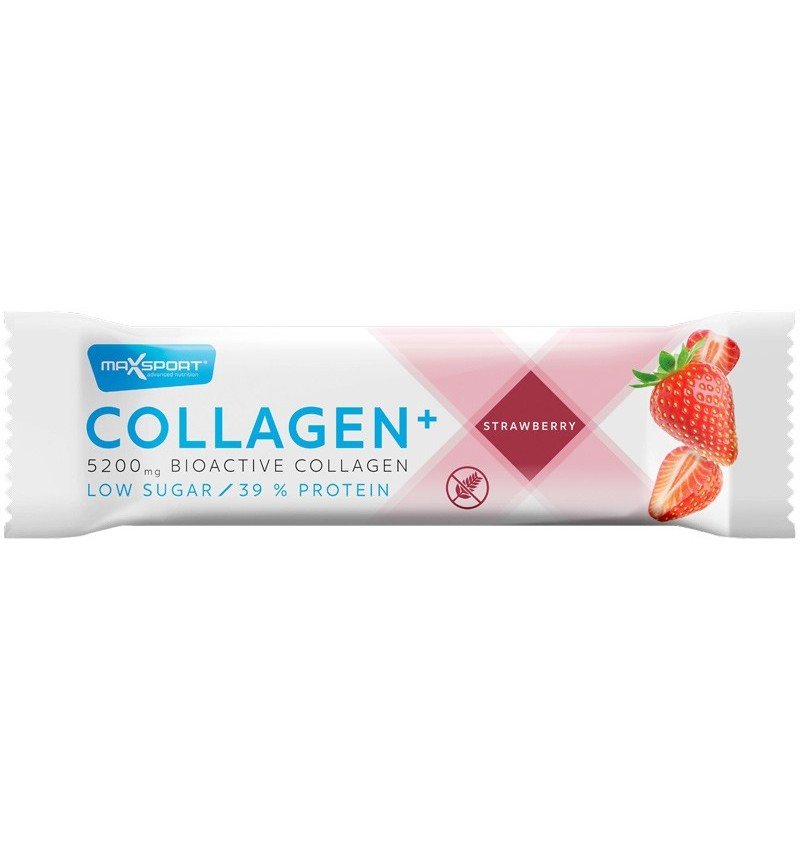 Baton proteic cu Colagen+ si capsuni, 40g