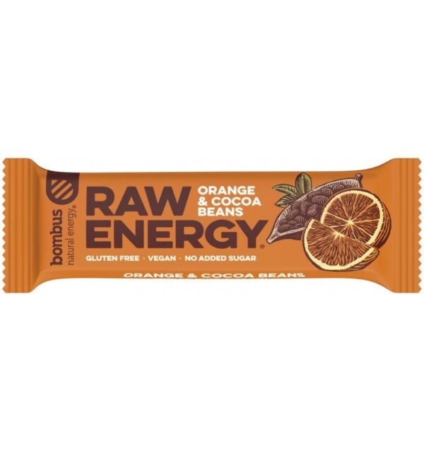 Baton proteic Raw Energy cu portocale si boabe de