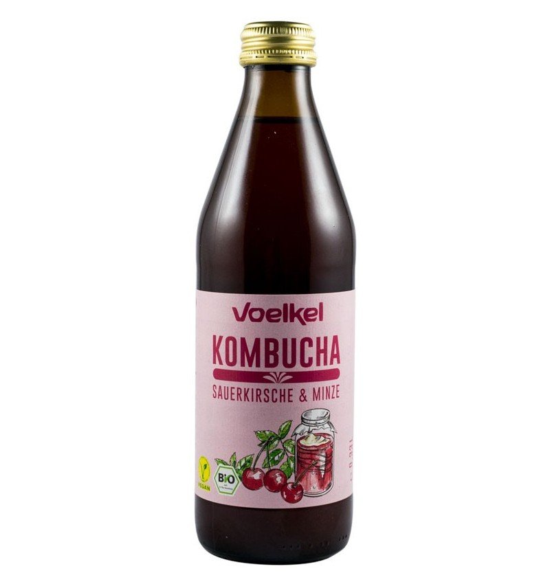 Bautura bio kombucha cu visine si menta,