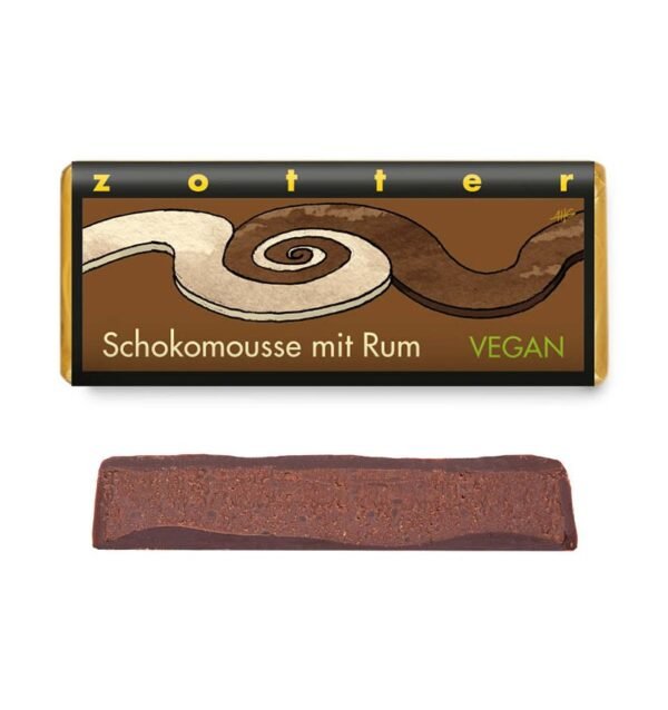 Bio & Fair ciocolata neagra 70% cacao umpluta cu mousse de ciocolata si rom,