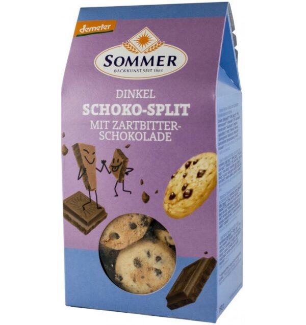 Biscuiti bio din grau spelta cu ciocolata neagra,