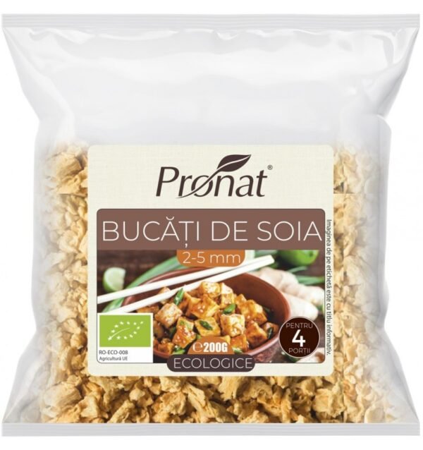 Bucati de soia bio 2-5mm, 200g proteina vegetala