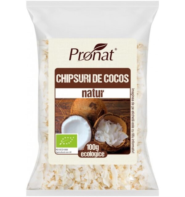 Chipsuri bio din nuca de cocos, natur,