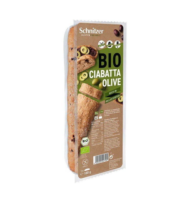 Ciabatta bio fara gluten, cu masline, 180g