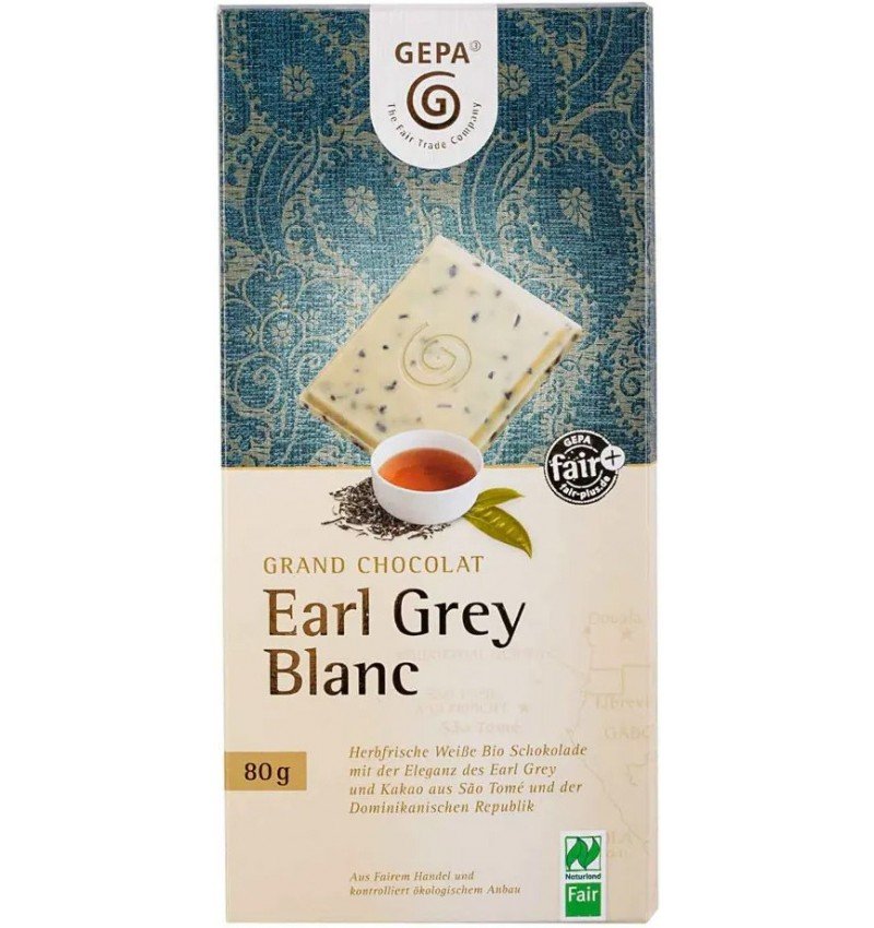 Ciocolata alba bio cu ceai negru Earl Grey si ulei