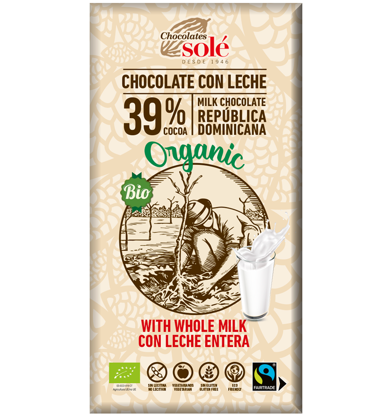 Ciocolata cu lapte bio si fairtrade, 100g