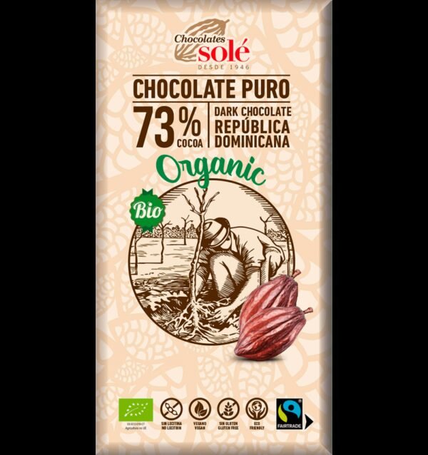 Ciocolata neagra bio 73% cacao 100g