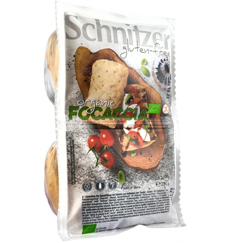 Focaccia bio fara gluten, 220g Schnitzer