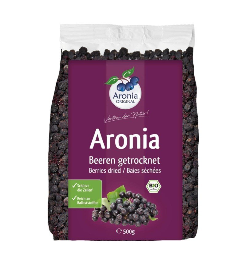 Fructe de aronia bio uscate, 500g