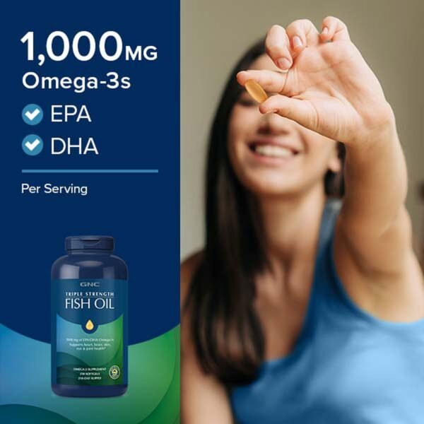 Gnc Triple Strength Fish Oil, Ulei De Peste 1000 Mg Omega 3 Epa Si Dha, 120 Cps - imagine 4