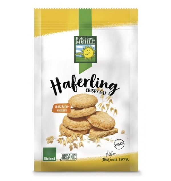 Haferling biscuiti bio crocanti din ovaz, 125g